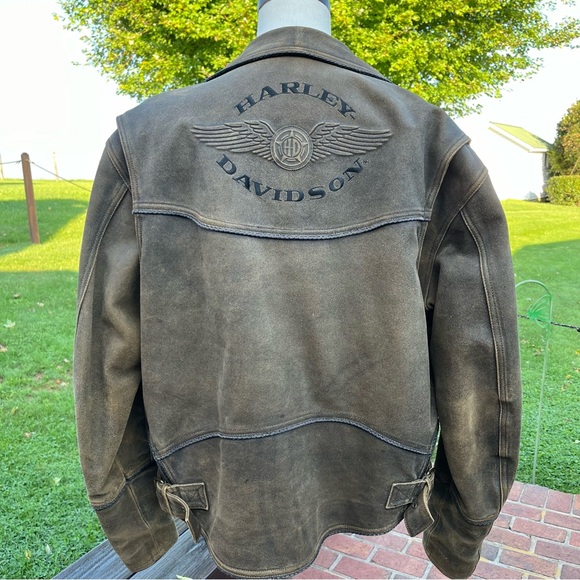 Harley-Davidson Other - Harley-Davidson Brown Distressed Leather Performance Jacket